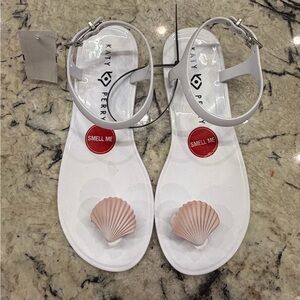 Katy Perry White Geli Sandals with Shell Detail